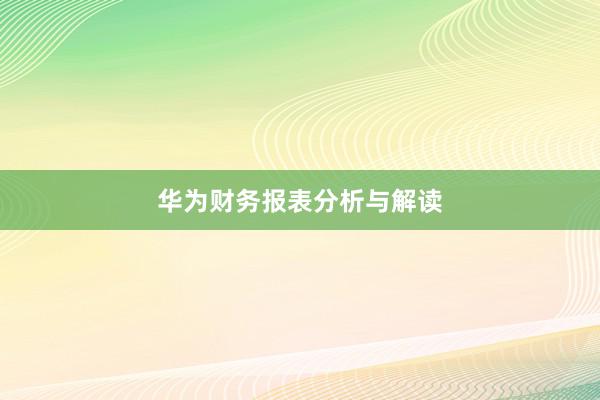 华为财务报表分析与解读